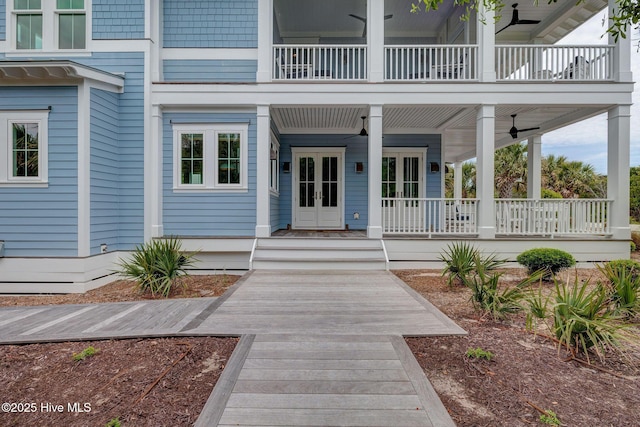 801 Federal Rd, Bald Head Island, NC 28461 - doorway to property with french doors and a porch