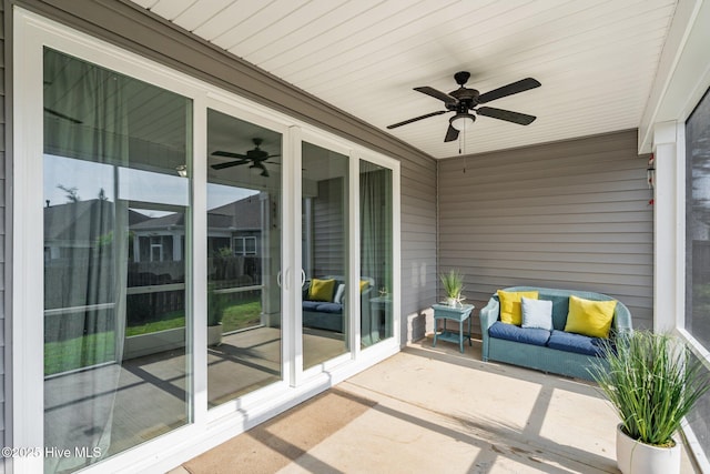 506 Esthwaite Dr SE, Leland, NC 28451 - sunroom / solarium featuring ceiling fan