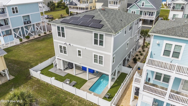 drone / aerial view with a residential view