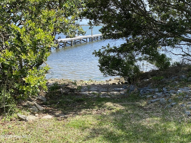 dock area featuring a water view