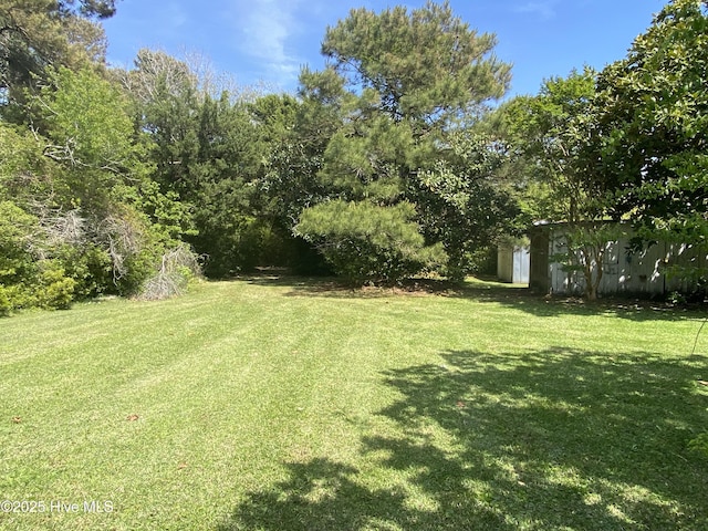 view of yard featuring an outbuilding
