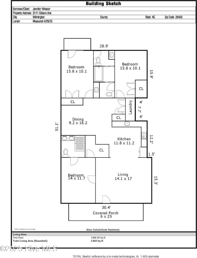 2111 Gibson Ave, Wilmington, NC 28403 - floor plan