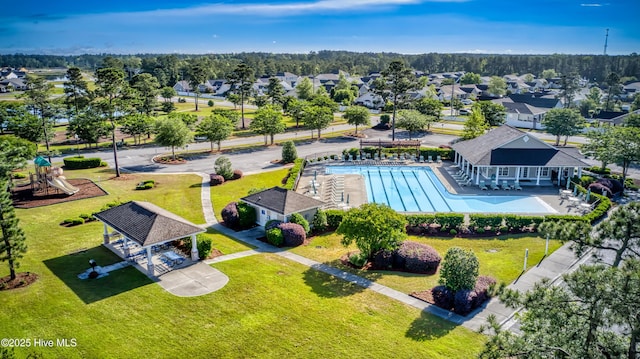 aerial view with a residential view