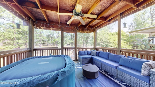 2417 Turtle Bay Dr, New Bern, NC 28562 - wooden terrace with ceiling fan and outdoor lounge area