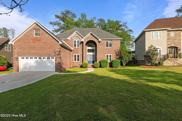 2417 Turtle Bay Dr, New Bern, NC 28562 - traditional-style home featuring brick siding, driveway, and a front lawn