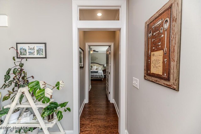 22 Calhoun Ln, Pinehurst, NC 28374 - hallway with dark wood finished floors and baseboards