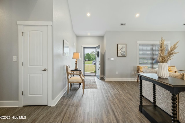 144 Pelican Pointe Dr, Elizabeth City, NC 27909 - entryway with wood finished floors, visible vents, and baseboards