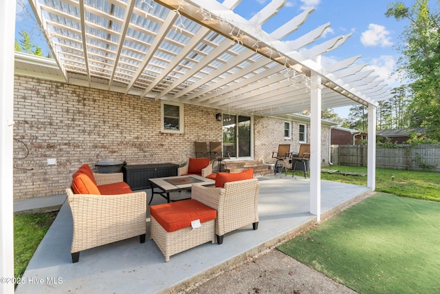 view of patio / terrace with fence and a pergola