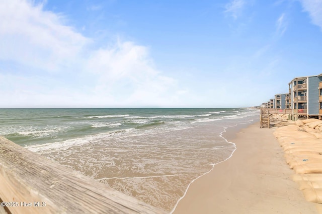 view of water feature with a view of the beach