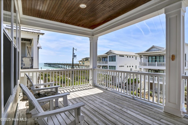 deck with a water view