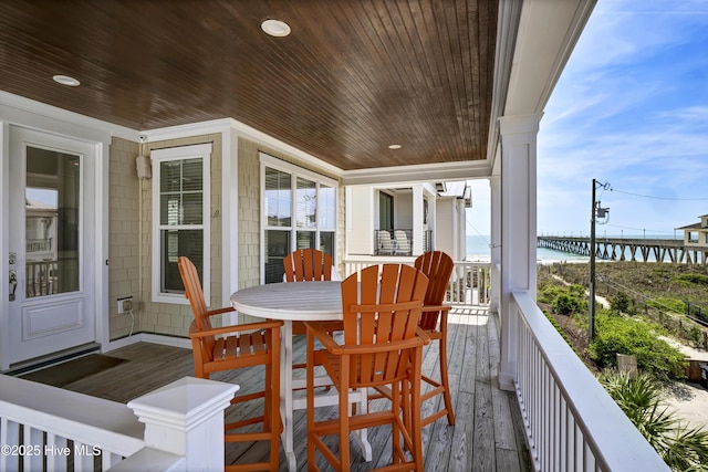 exterior space with a water view