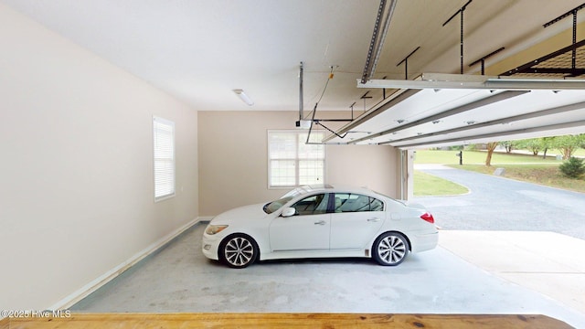 garage with baseboards