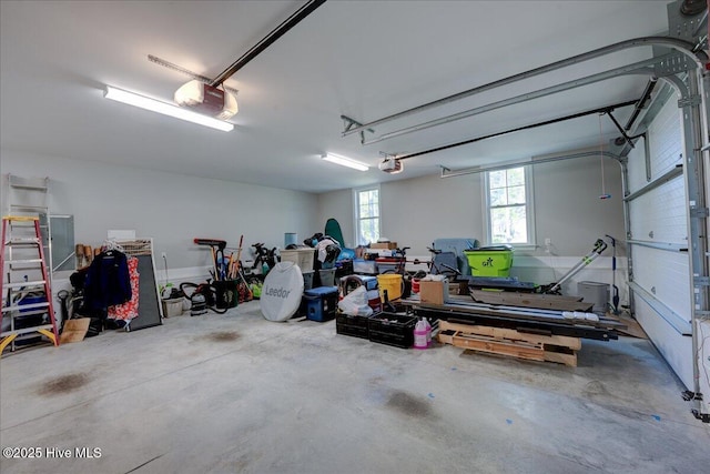 garage with a garage door opener