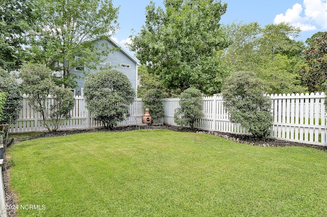 view of yard featuring a fenced backyard