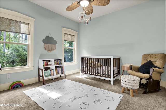 bedroom featuring carpet and multiple windows