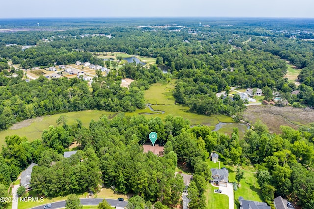aerial view with a water view and a residential view