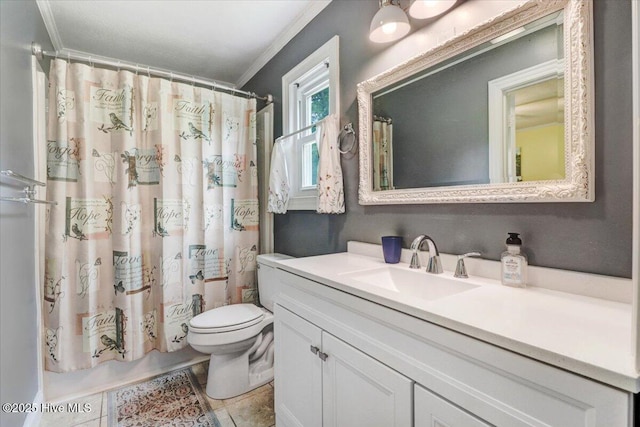 105 Harbor Dr, Washington, NC 27889 - full bath featuring crown molding, vanity, toilet, and tile patterned floors