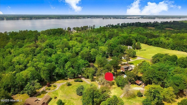 105 Harbor Dr, Washington, NC 27889 - aerial view with a water view and a wooded view