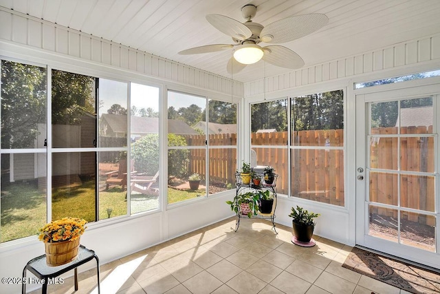 1005 Bellmark Ct, Leland, NC 28451 - unfurnished sunroom with ceiling fan and healthy amount of natural light