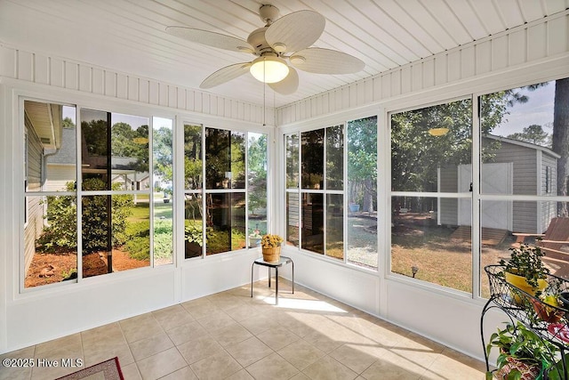 1005 Bellmark Ct, Leland, NC 28451 - unfurnished sunroom with a ceiling fan