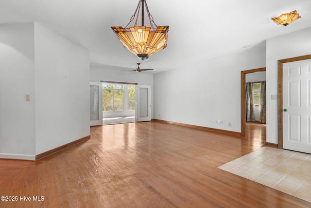 163 Middleton Dr, Hertford, NC 27944 - interior space featuring a ceiling fan, wood finished floors, and baseboards