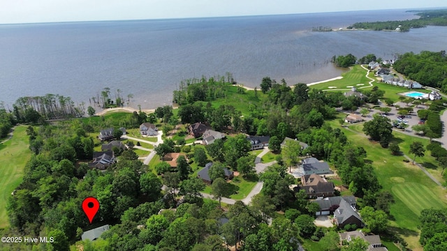 163 Middleton Dr, Hertford, NC 27944 - bird's eye view featuring golf course view, a residential view, and a water view