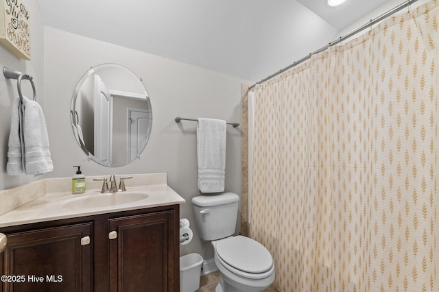 371 Porter Mills Rd, Greenville, NC 27858 - bathroom with toilet, vanity, and a shower with curtain
