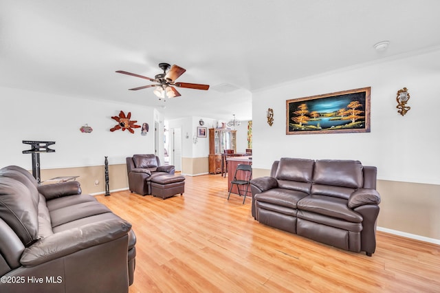 194 Blanks Rd, Clarkton, NC 28433 - living area featuring baseboards, a ceiling fan, and light wood-type flooring
