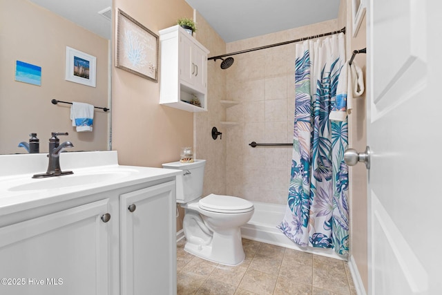 1516 Round Ridge Rd SE, Bolivia, NC 28422 - full bathroom with vanity, a shower with shower curtain, tile patterned floors, and toilet