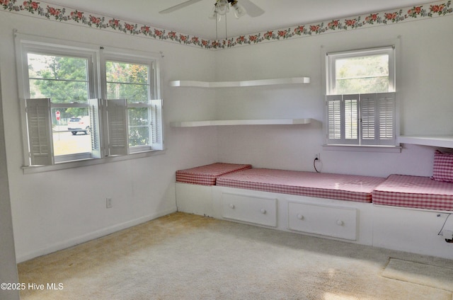 101 N Channel Haven Dr, Wilmington, NC 28409 - interior space with multiple windows, light colored carpet, and ceiling fan