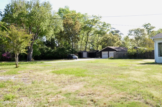 101 N Channel Haven Dr, Wilmington, NC 28409 - view of green lawn featuring a detached garage and an outbuilding