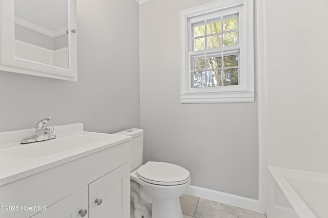 1111 W Williams Cir, Elizabeth City, NC 27909 - full bath with toilet, ornamental molding, vanity, and baseboards