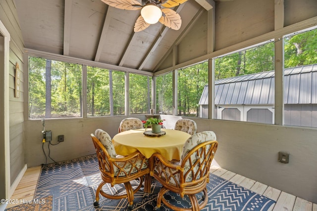280 Charlie Rd, Arapahoe, NC 28510 - sunroom / solarium with a ceiling fan and beamed ceiling
