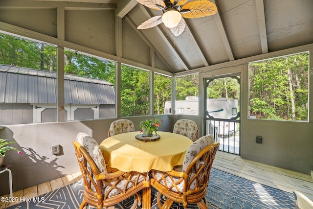 280 Charlie Rd, Arapahoe, NC 28510 - sunroom / solarium with ceiling fan and beamed ceiling