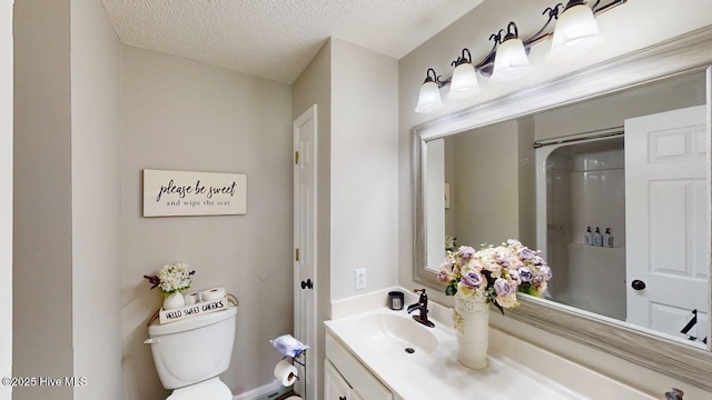 106 Ehrhardt Way, Princeton, NC 27569 - full bathroom featuring vanity, a textured ceiling, walk in shower, and toilet