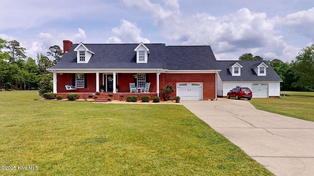 106 Ehrhardt Way, Princeton, NC 27569 - cape cod home featuring a garage, a porch, driveway, and a front yard