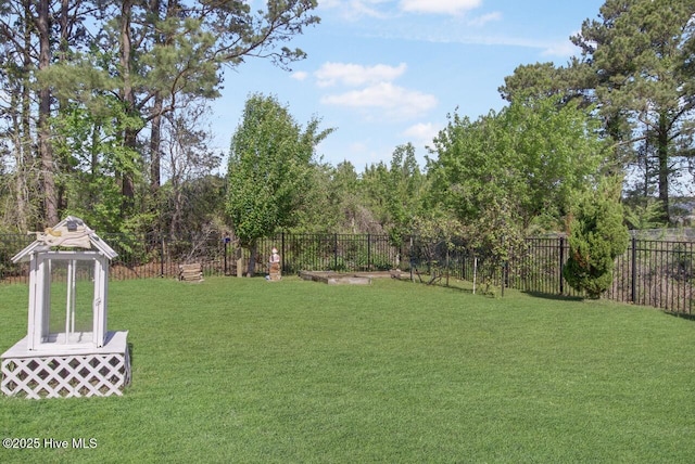 view of yard with a fenced backyard