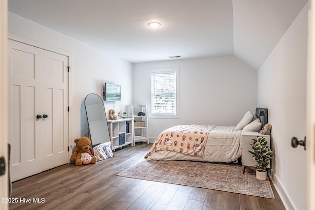 102 Dartmoor Ln, West End, NC 27376 - bedroom featuring wood finished floors, visible vents, and vaulted ceiling