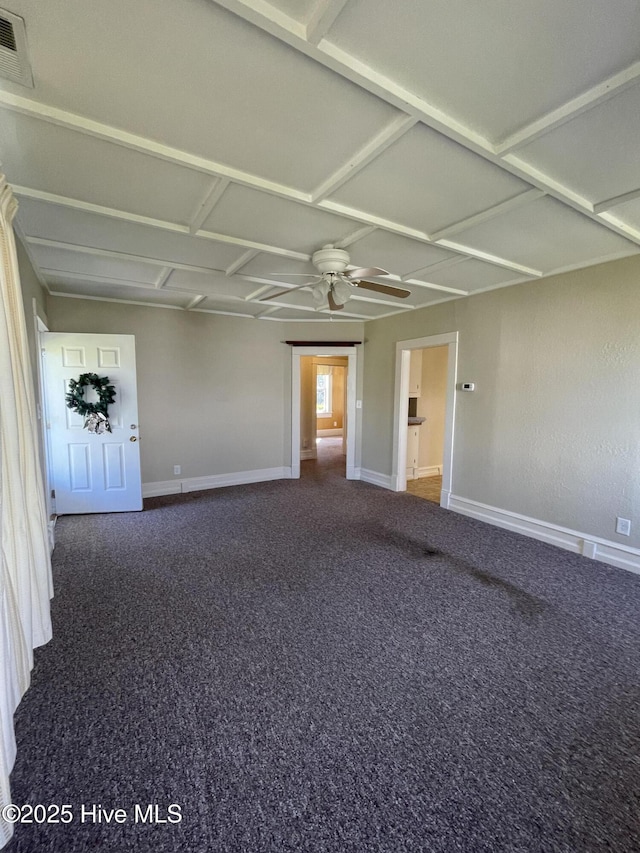 469 Lamont St, Belhaven, NC 27810 - unfurnished room with baseboards, a ceiling fan, visible vents, and carpet