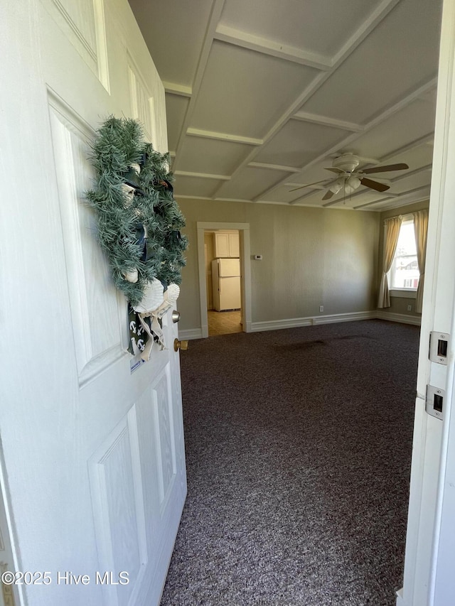 469 Lamont St, Belhaven, NC 27810 - spare room with ceiling fan, carpet floors, and baseboards