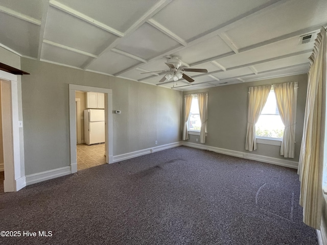469 Lamont St, Belhaven, NC 27810 - spare room featuring plenty of natural light, carpet floors, baseboards, and ceiling fan