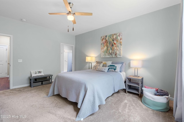 1699 Haldon Ln SE, Bolivia, NC 28422 - bedroom with a ceiling fan, baseboards, carpet, and ensuite bath