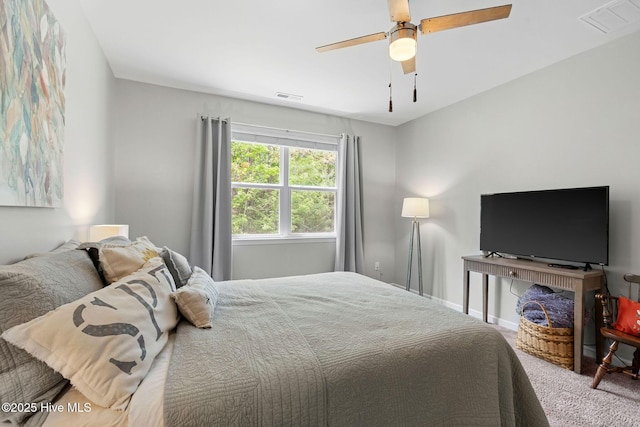 1699 Haldon Ln SE, Bolivia, NC 28422 - bedroom featuring carpet floors, baseboards, ceiling fan, and visible vents