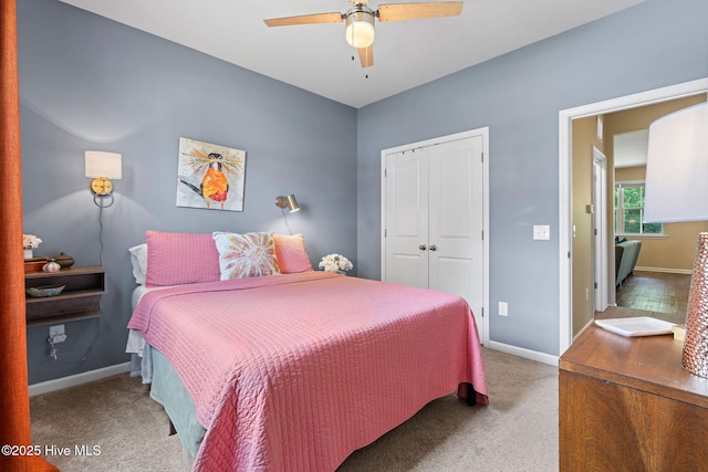 1699 Haldon Ln SE, Bolivia, NC 28422 - carpeted bedroom featuring baseboards, ceiling fan, and a closet
