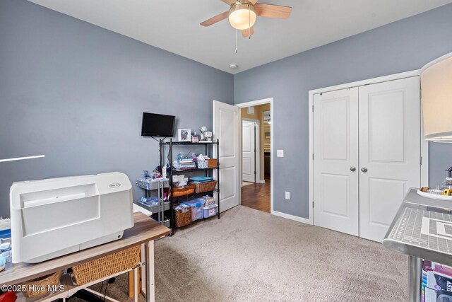 1699 Haldon Ln SE, Bolivia, NC 28422 - interior space featuring baseboards, ceiling fan, and carpet