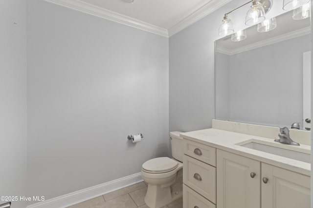 995 Chadwick Shores Dr, Sneads Ferry, NC 28460 - bathroom with crown molding, tile patterned flooring, toilet, baseboards, and vanity