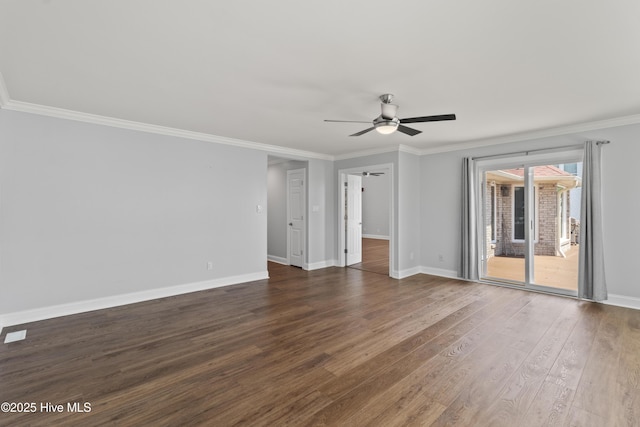 995 Chadwick Shores Dr, Sneads Ferry, NC 28460 - unfurnished room featuring wood finished floors, a ceiling fan, ornamental molding, and baseboards