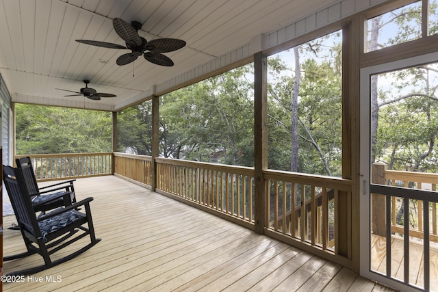 deck featuring ceiling fan