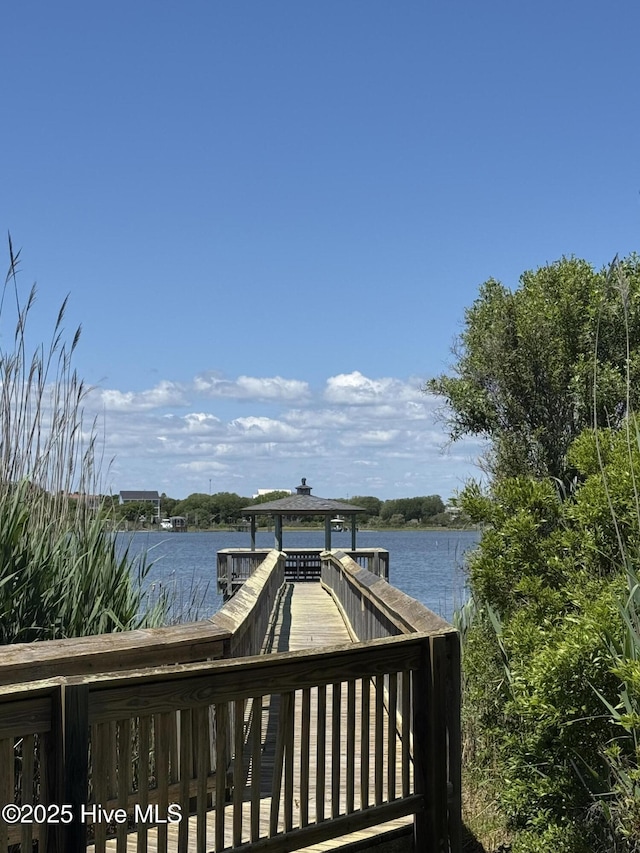 1774 New River Inlet Rd Unit 5, North Topsail Beach, NC 28460 - dock area with a water view and a gazebo