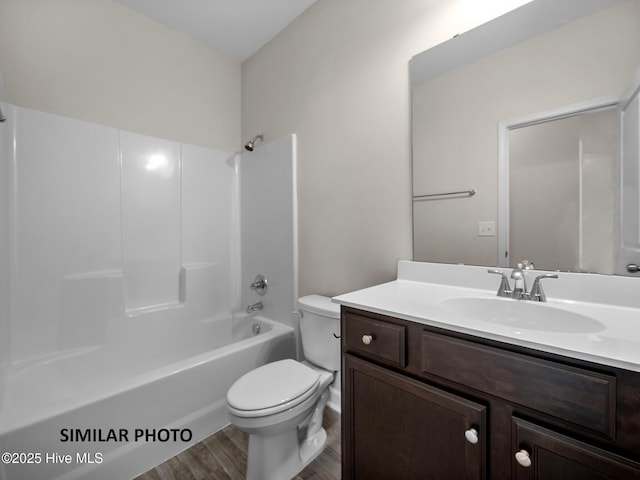 139 Tides End Dr, Holly Ridge, NC 28445 - full bathroom featuring bathtub / shower combination, wood finished floors, vanity, and toilet